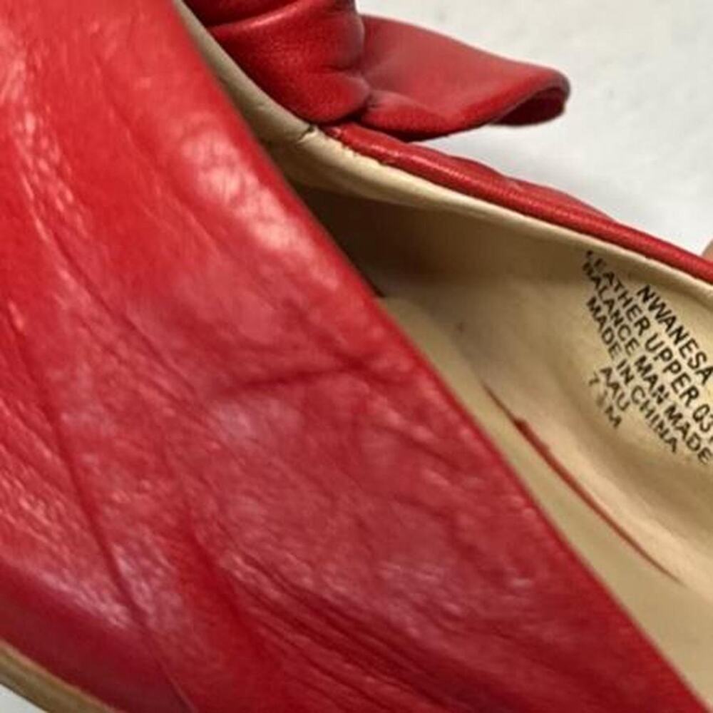 Y2K Red Leather Bow Mules / kitten heels Nine West size 7.5 - Picture 6 of 8